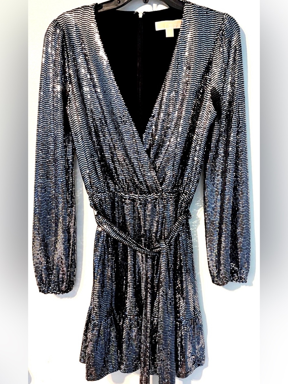 Michael Kors Black and Silver Wrap Dress